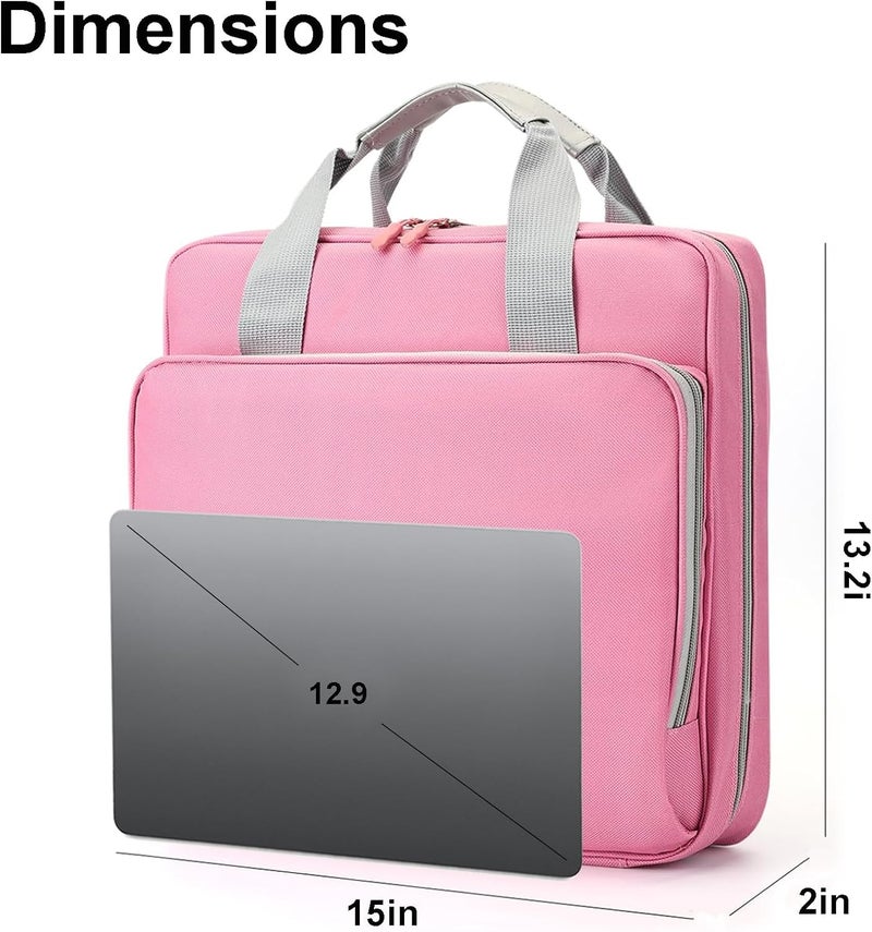 CTWWFS 2 Inch 3 Ring Zipper Binder - Trapper Keeper Binder with Strap - 500 Sheet Capacity & Multi-Pockets for School and Office (Pink) - Image 5